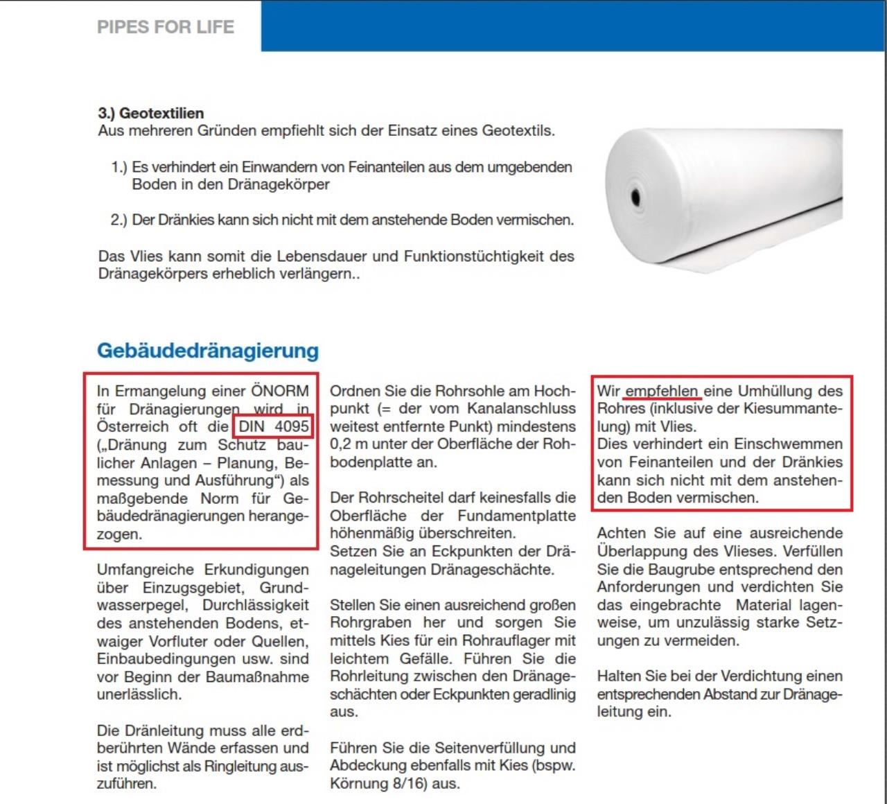 Geotextilien & Vlies für Dränage