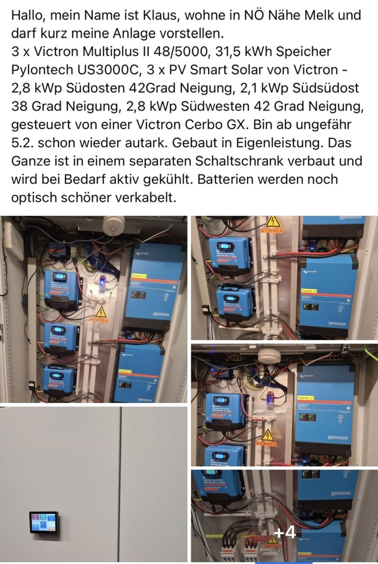 PV Anlage mit Notstromfunktion (Victron MultiPlus-II